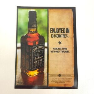 Jack Daniels 135 Countries Whiskey Print Ad Y2K Bar Decor Advertising 2000